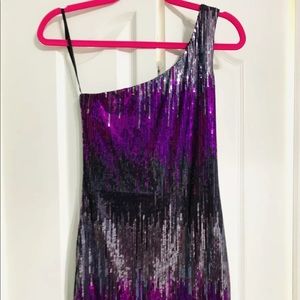 ARDEN B Dress SMALL Silver Black Purple Sequins